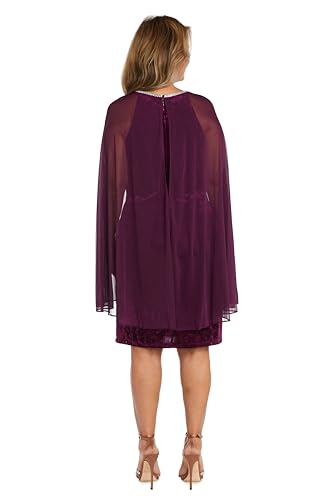 Image of R&M Richards Women's Metallic Foil Print Bodycon Dress W /Draped Capelet - Knee-Length Cocktail Party Outfit