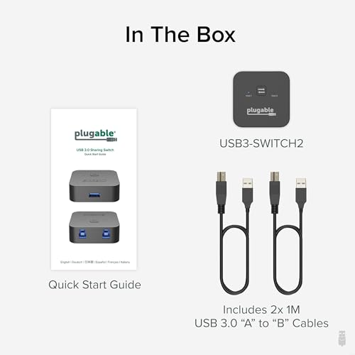 image for Plugable USB 3.0 Sharing Switch, One-Button USB A Switch to Share Devi