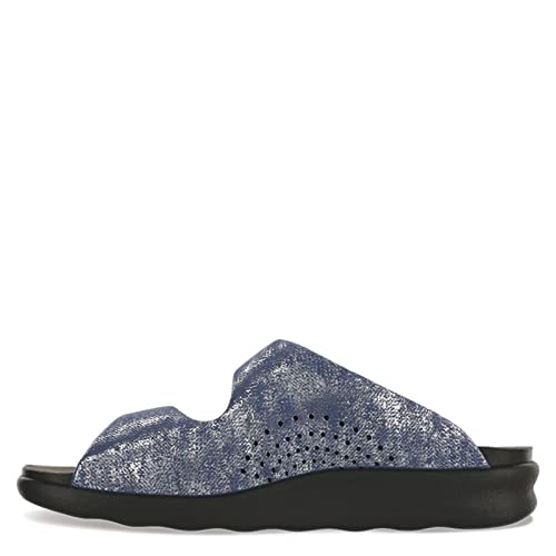 Sas Cozy Slides Sandals For Women - Slip On Design, Hook And Loop Fastener With Suede Lining, Comfortable And Easy Slides Silver/Blue 7 M - Medium (B) #TOP15