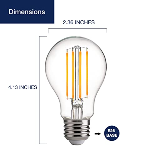 Flsnt 60W Equivalent A19 Led Edison Bulbs, 2700K Soft White, E26 Base, Non-Dimmable, 4 Pack #TOP3