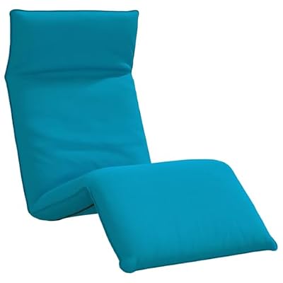 KHNLGFR Manual Reclining Folding Sun Lounger with Light Blue Oxford Fabric, 5-Position Adjustable Floor Sofa Chair for Patio Beach Garden Yoga