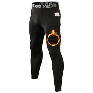 Yuerlian Mens Thermal Leggings Thermal Underwear Pants Base Layer Keep Warm Running Leggings Gym Workout Quick Dry Compression Tights Leggings with Pocket