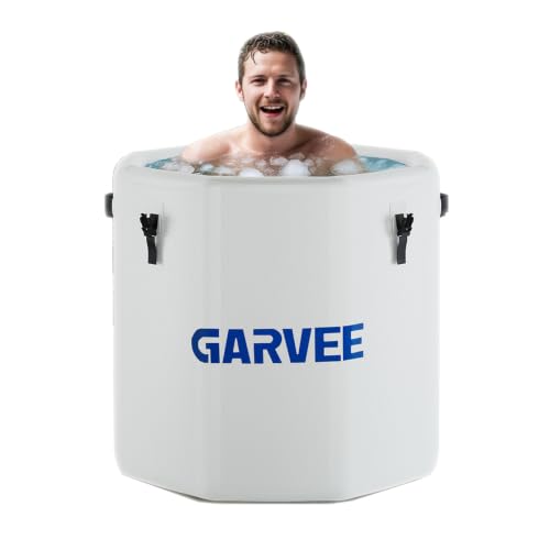 Garvee Eistonne Aufblasbar 100 x 90 cm ca. 700 L, Eisbad Tonne für Athleten | Tragbares Ice Bath Tub für Kryotherapie, PVC Eisbadewanne für Sportler, für Innen und Außenbereich