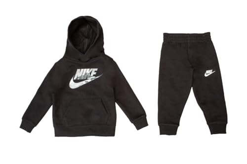 Nike Toddler Sportswear Camo Pull Over Hoody & Pants Fleece 2-Piece Set- Black - 4T