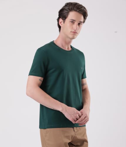 Image of TURMS Men's Anti Stain Casual T-Shirt Round Neck Half Sleeves | Anti Odor Water Repellent | Stretchable Cotton Rich Solid | Available in Plus Sizes