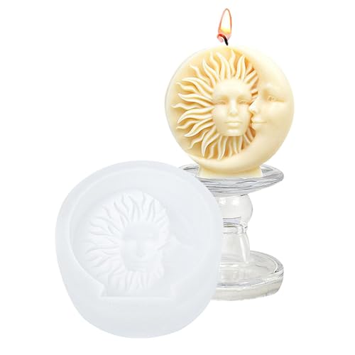 Molde De Silicona Con Cara De Luna,Molde De Silicona Con Vela Con Cara De Sol Y Luna | Moldes Creativos De Silicona Para Velas Con Cara De Sol Y Luna,Molde De Fundición De Resina Epoxi, Moldes De Jabó