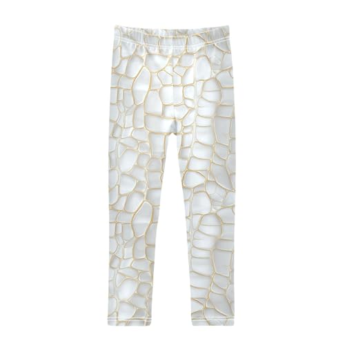 Gold Crocodile Skin Print Animal Girls Casual Leggings for Kids Printed Long Pant Bottoms Stretch and Soft