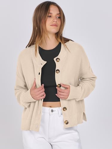 ANRABESS Women Knit Cardigans Sweater Open Front Button Down Long Sleeve Cropped Lady Jacket Outwear 2025 Fall Outfits4