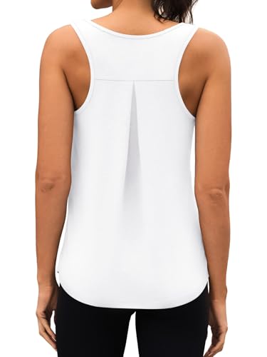 3rd hill Workout Tank Tops for Women Racerback Sleeveless Yoga Top Loose Fit Gym Shirt Running Athletic Tanks White L — view 6
