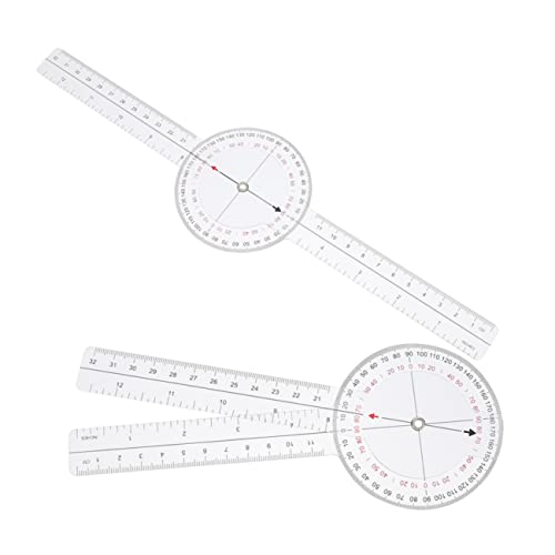 VILLCASE 2pcs Transparent Angle Ruler for Measuring Multi-Angle Protractor Tool for Math Drafting and Design High Precision Goniometer for Students and Professionals