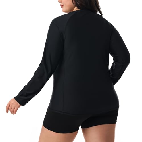 HODOSPORTS Women's Plus Size Rash Guard UPF 50+ Swim Shirt Sun Protection Swimsuit Top Long Sleeve 1X-6X3