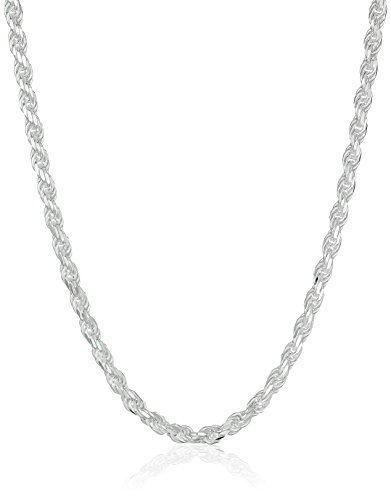 Amazon Essentials Sterling Silver Diamond Cut Rope Chain Necklace, 36" (previously Amazon Collection)