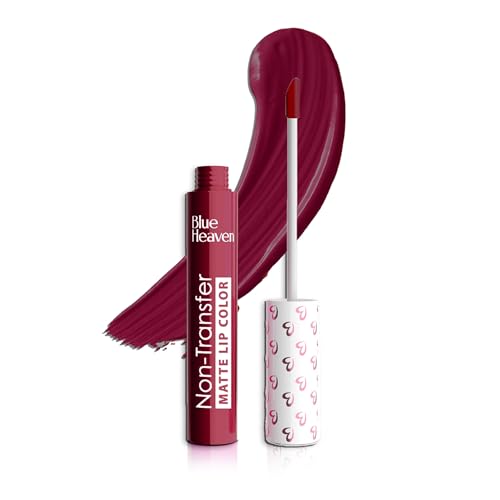 Image of Blue Heaven Non Transfer Matte Lip Color, Long Lasting upto 8 hrs, Light Weight & Smudge Proof, Non Transfer Liquid Lipsticks for Women, 201, 2.8ml