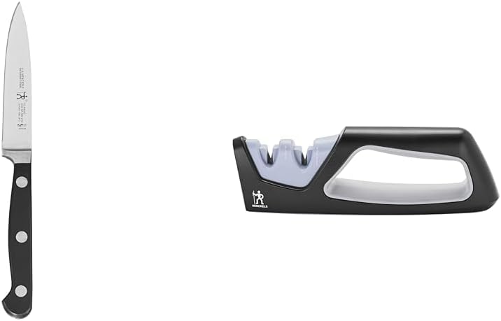 Henckels Classic Razor-Sharp 4-inch Paring Knife, German Engineered Informed by 100+ Years of Mastery, Stainless Steel & International Knife Sharpener, 7.7" x 8.5" x 2", Multicolor