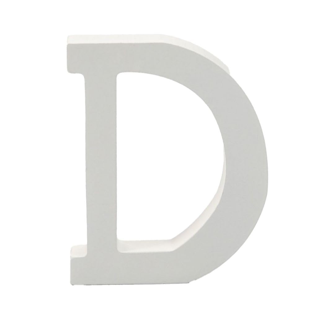 6 Inch White Decorative Wooden Letters and Numbers (D)