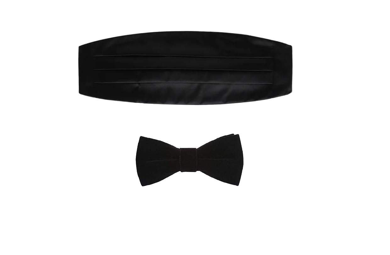 Men's Cummerbund with Velvet Bow Tie Set – Premium Formal Tuxedo Accessories | Adjustable Fit for Wedding, Party, Black Tie & Reception | Luxury Satin & Velvet Finish-image-38
