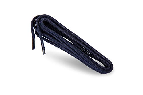 Kaps Lacci Tondi Cerati in Cotone 100% Naturale - Eleganti per Vestiti e Scarpe Casual - Made in Europe (75 cm - 29 Pollici - 4 to 5 Coppie di Occhielli / 57 - Navy)
