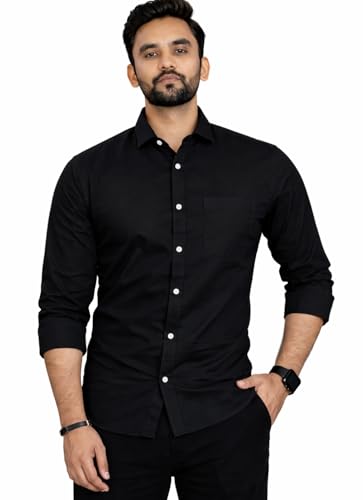 Image of Men Cotton Blend Full Sleeve Shirt for Man | Casual Business Party Festival Regular Fit, Long Sleeve with Chest Pocke | Formal Shirt for Men