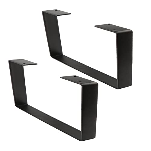 Osring Patas de mesa de centro de 6 pulgadas en forma de U, 2 patas de mesa de acero sólido para muebles, soporte de TV y banco, negro