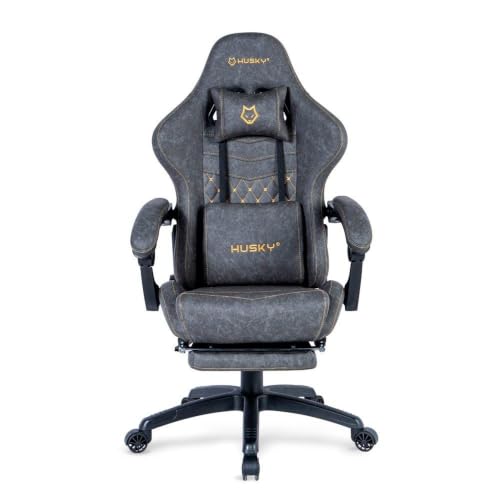Cadeira Gamer Husky Tempest 700, Até 145kg, Almofadas, Reclinável 150º, PU, Descanso para Pés, Cinza - HCG700CZ