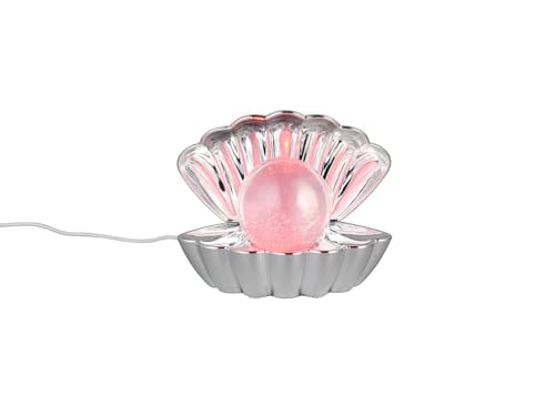 meineWunschleuchte Petite lampe de table USB en forme de coquillage chromé brillant avec éclairage RVB changeant de couleur Hauteur 14 cm