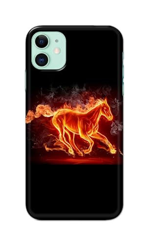 Image of PRINTFIDAA Printed Hard Back Cover Case for Apple iPhone 11 Back Cover (Fiery Horse) -112