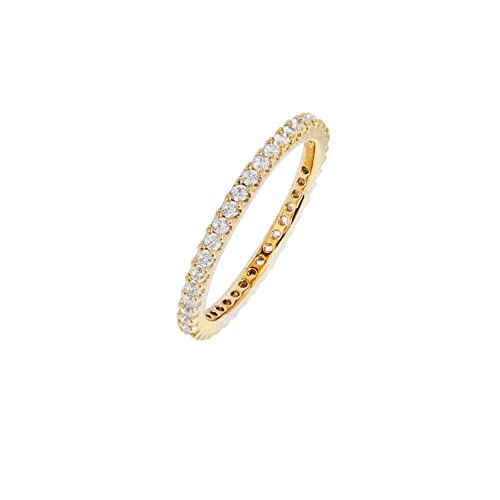 Amazon Essentials 14K Gold Plated Single Row Pave Stackable Eternity Ring Size 6, Yellow Gold #TOP4