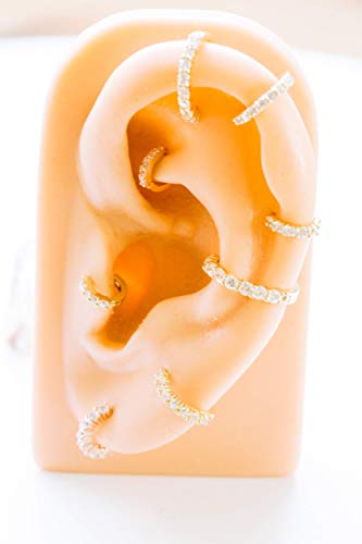 14K Real Solid Gold Jewelry Cz 8Mm Open Round Circle Tragus Cartilage Snug Inner Outer Conch Daith Helix Ear Segment Clicker Huggie Hoop Ring Piercing Earring For Women #TOP6