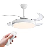 Ventilador de Teto Retratil 42' com Luz LED, Bivolt 110V/220V, Controle Remoto e Temporizador