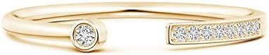 April Birthstone-Bezel Set Lab Grown Diamond Open Ring in 14k Yellow Gold (0.05 ctw, H Color, SI2 Clarity)
