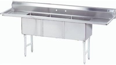 100" x 36" Triple Fabricated Bowl Scullery Sink