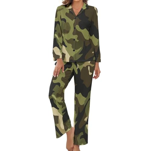 Ensemble de pyjama femme haut de gamme au tombé fluide et imprimé rétro