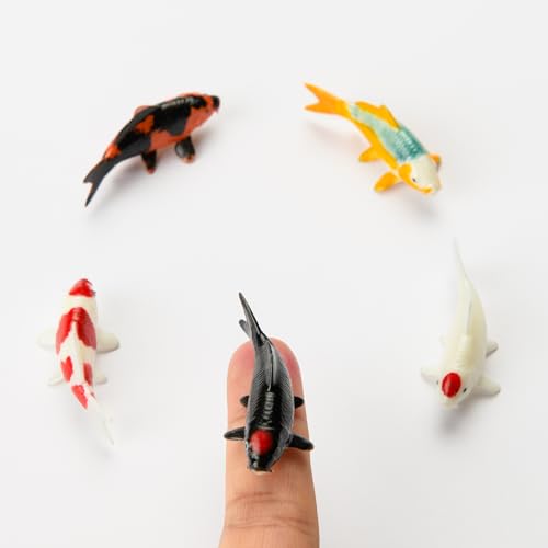 Figura Realista de Pez Koi con Base de Color Blanco Hecha a Mano – Miniatura Única – Decoración Ideal para Acuario, Oficina y Hogar (1 Unidad - 25 CM, Tancho-Acabado Perlado)