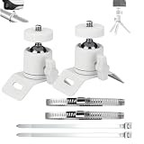 2-Pack White CCTV Security Mounting Bracket with 360° Rotatable Ball Head, 1/4" Screw Pole Column Mount for Arlo/Eufy/Ring/Wyze/Oculus Sensor, Compatible with SLR Cameras/Tripods/Light Brackets