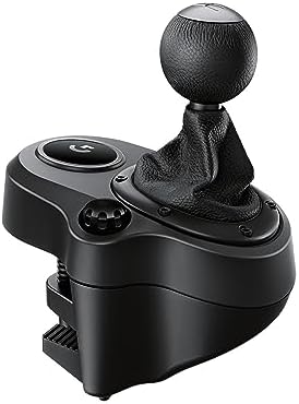 Logitech G Dźwignia zmiany biegów Driving Force do G923, G29 lub G920, 6 biegów, bieg wsteczny Push Down, stal i skóra, czarna