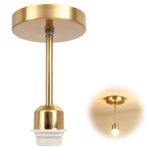 Image of EliphonTowne Ceiling Light Pendant Fitting - E27 Screw Bulb Holder, Pendant Light Fitting with Semi Flush Ceiling Rose Shape for Home Kitchen Hallway Renovation, Suitable for Lamp Shades