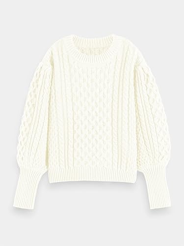 rrhss Girls Cable Knit Sweaters Kids Fall Fashion Puff Sleeve Ribbed Cuffs Crewneck Clothes 5-14 Years3