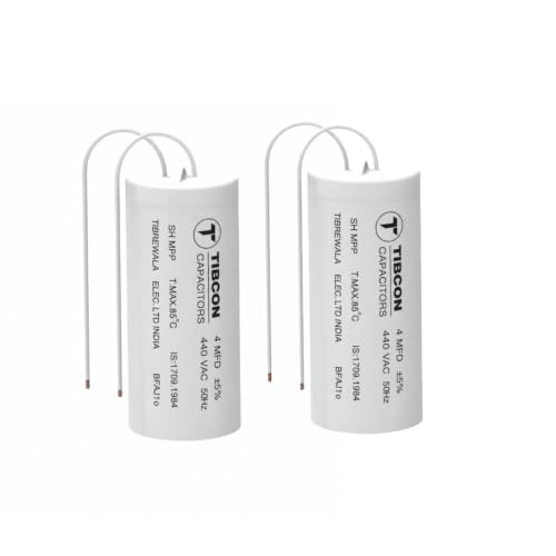 Image of Crescent 4 MFD 440V Tibcon Capacitor for Ceiling Fan & Cooler Motor PP CAN Pack of 2