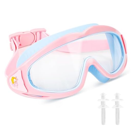 Gafas de natación para niños, gafas de buceo para niños de 3 a 15 años, antivaho, impermeables, máscara de buceo panorámica antifugas de 180°, para niños y niñas (rosa)