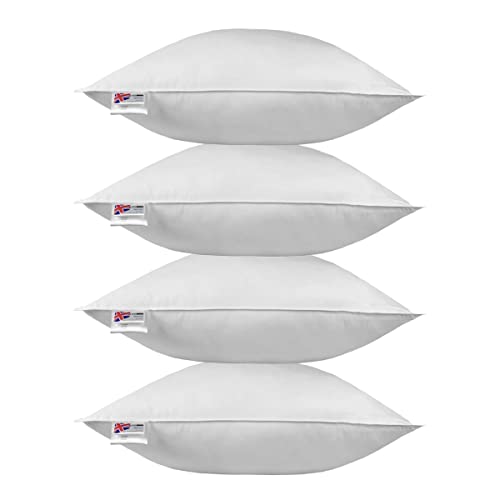 HOMESCAPES - Lot de 4 Oreillers ou Coussins 60 x 60 Plumes de Canard Anti acarien Cover