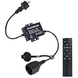 Catena luminosa a LED da 1500 W, con telecomando, AC 220-240 V, presa dimmerabile per strisce luminose e lampade dimmerabili, telecomando a 12 tasti + timer, per interni ed esterni