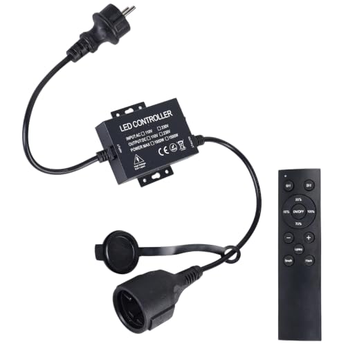 Guirlande lumineuse LED 1500 W avec télécommande, AC 220-240 V, interrupteur enfichable, variateur d'intensité pour barres lumineuses et lampes à intensité variable, télécommande à 12 boutons +