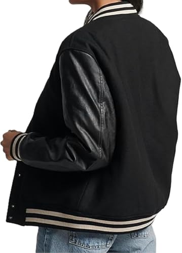 Girls Cropped Varsity Highschool Ladies Letterman Bomber Jacket2