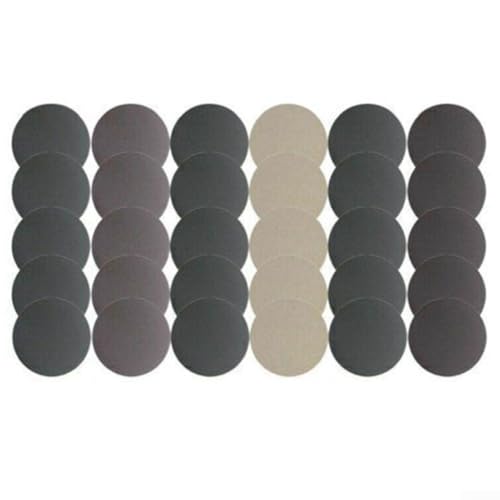 Juego de 30 discos de lijado en seco de 125 mm con grano 800 1000 1200 1500 3000 para papel de lija para almohadillas para automoción, madera y tratamiento