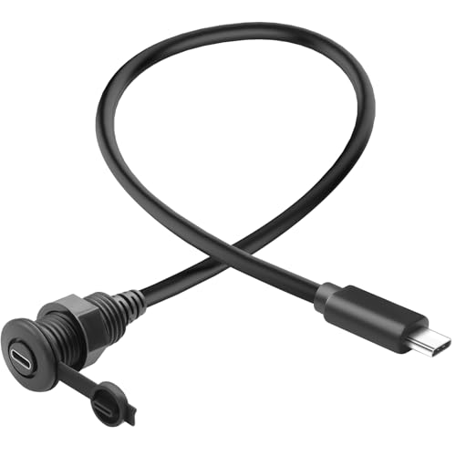 QIANRENON Doppio USB C Fissaggio filettato Incorporato impermeabile Cavo 10Gbps 2 USB C 3.1 maschio a femmina pannello Montaggio estensione Cavo, Supporta 4K@60Hz audio/video trasmissione,1M/3,3ft