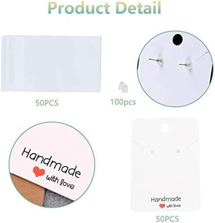 Earring Display Card,200 PCS Earring Display Card Set,Necklace Cards Holder,Necklace Display Cards (White)