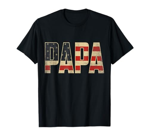 Papa Bold Patriotic American Flag Father’s Day Papa T-Shirt