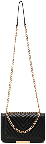 Lola Mae Crossbody Bags For Women Fashion Quilted Shoulder Purse With Convertible Chain Strap Classic Satchel Handbag (Black-Lm715) #TOP2