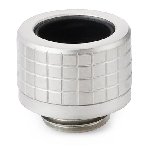 Image of Thermal Grizzly - DeltaMate - HT14 - Hard Tube Fitting - Matt Nickel - CNC-machined brass - G1 /4 inch thread, OD 14mm - for rigid plastic /metal tubing in water-cooling systems