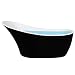 AKDY 63" Modern Black Acrylic Finish Freestanding Oval Rounded Soaking Spa Shower Bathtub